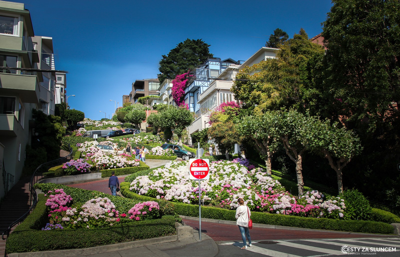 Lombard Street druhý den ráno. Je natolik strmá, že tu musí tvořit serpentiny, aby byla sjízdná - Ladislav Hanousek, San Francisco