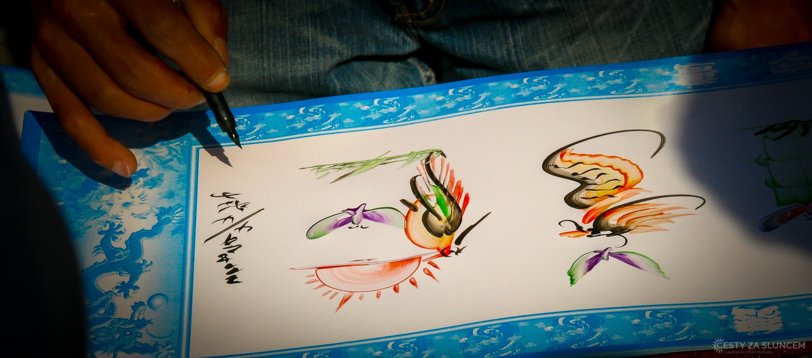 Peking - pouliční umělec, kaligraf... - Ladislav Hanousek, Čína