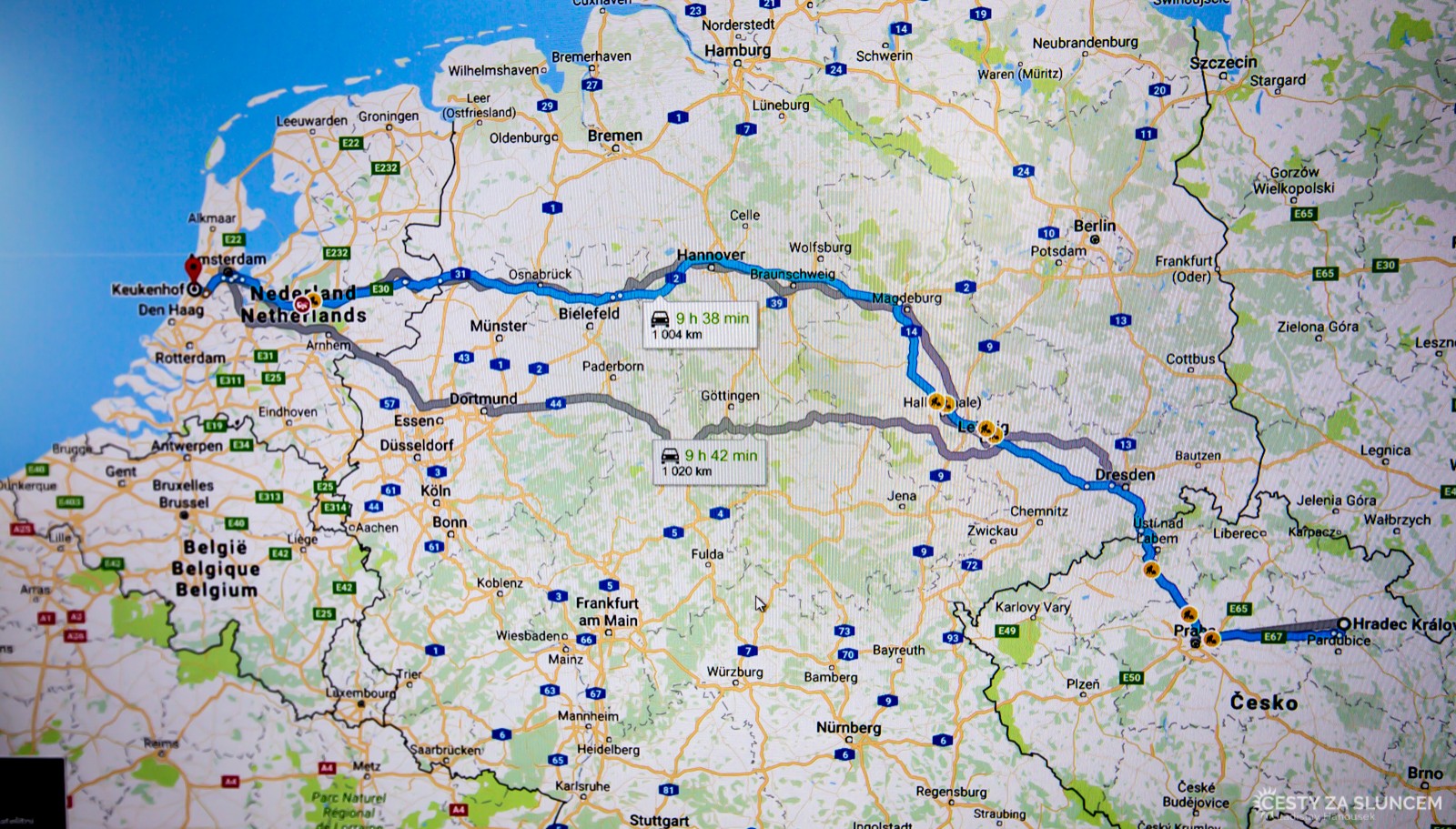 Cesta z květinové burzy v Aalsmeeru do Hradce Králové trvá něco přes 9 hodin - Ladislav Hanousek, Holandsko - květinový park Keukenhof