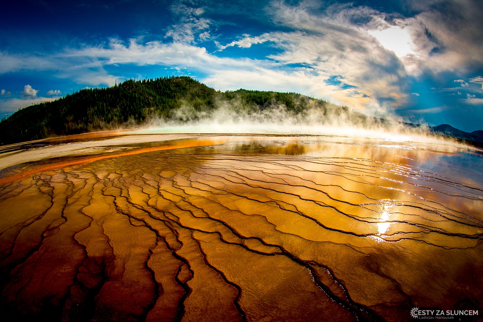 Grand Prismatic Spring ve večerním slunci - Ladislav Hanousek, Yellowstone NP
