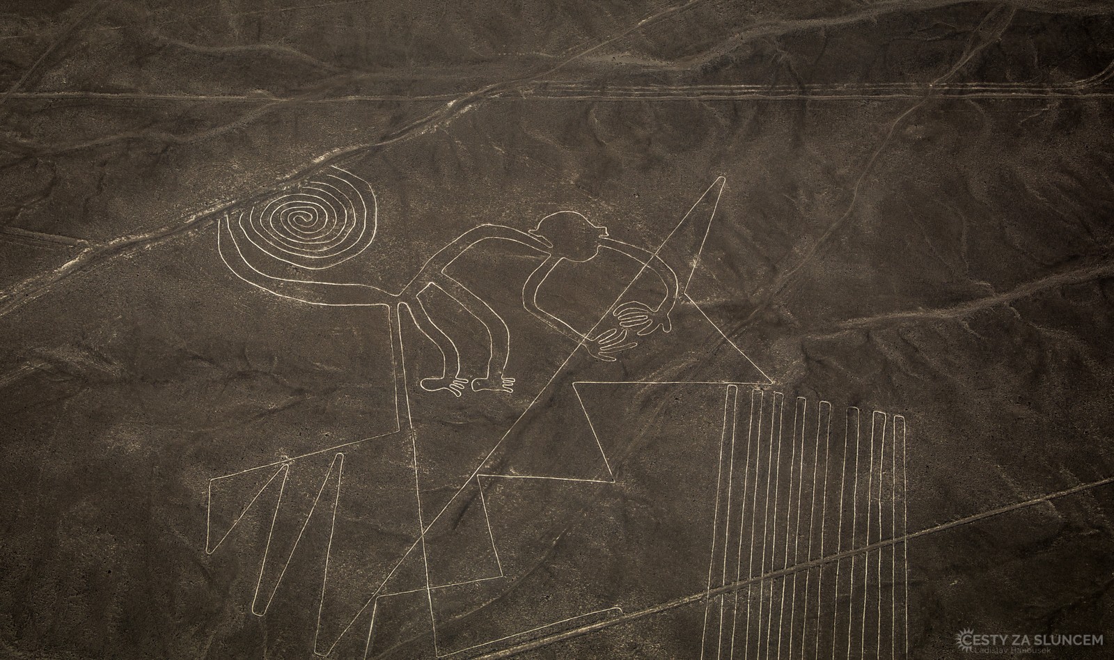 Geoglyfy na planině Nazca - opice - Ladislav Hanousek, Peru